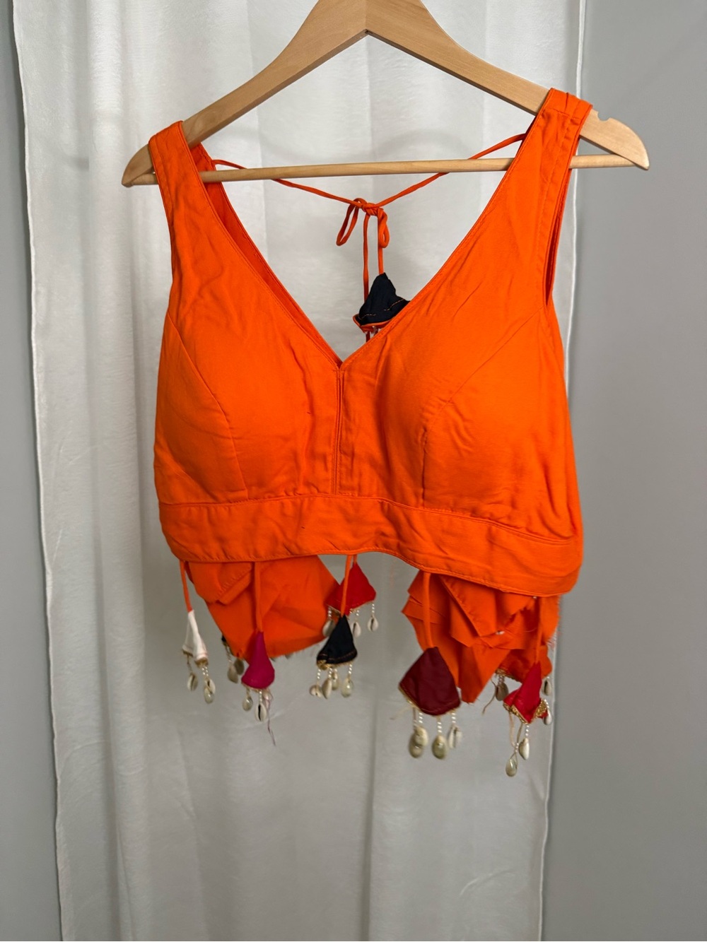 Orange Sleeveless Crop Top Blouse